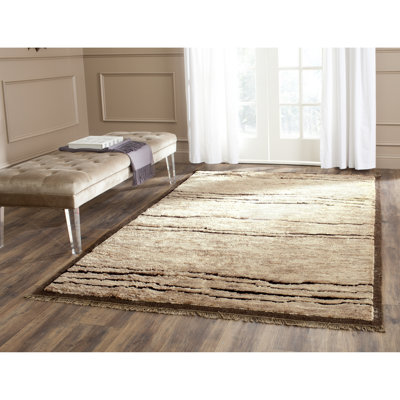 Cosper Tangier Jute/Wool Geometric Rug in Brown/Tan