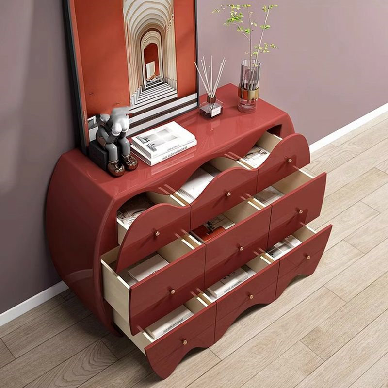 9-Drawer Entryway Accent Chest & Sideboard Cabinet, Red