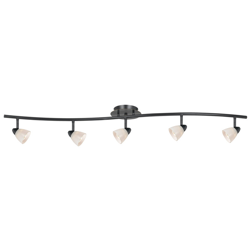 Ensemble de rail d'éclairage 5 lumières Alberto, Bronze foncé, blanc