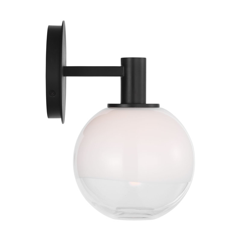Sean Lavin Torian Bathroom Bedroom Wall Fixture With Milk Clear Glass Mix Shade, 9.625" H x 6" W x 7" D, 1 Light, Aged Iron