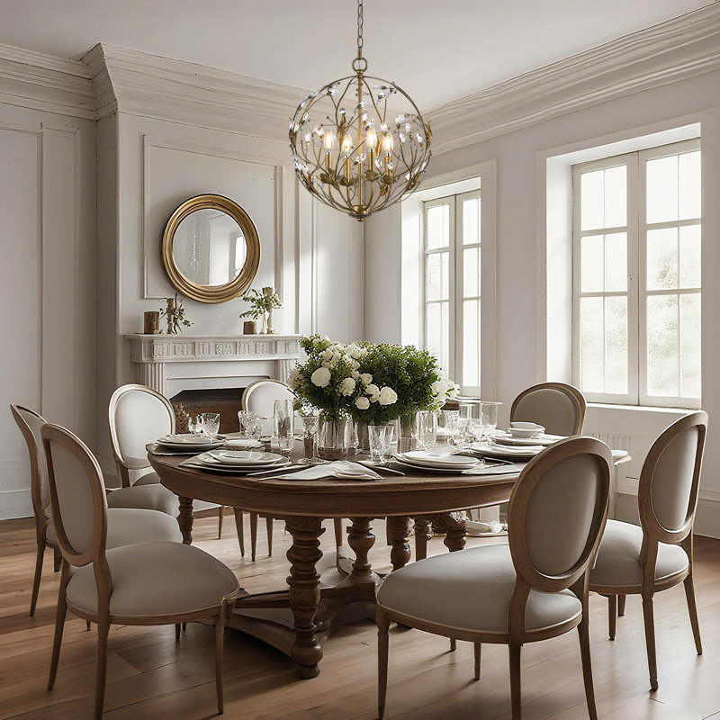 4 - Light Dimmable Globe Crystal Chandelier