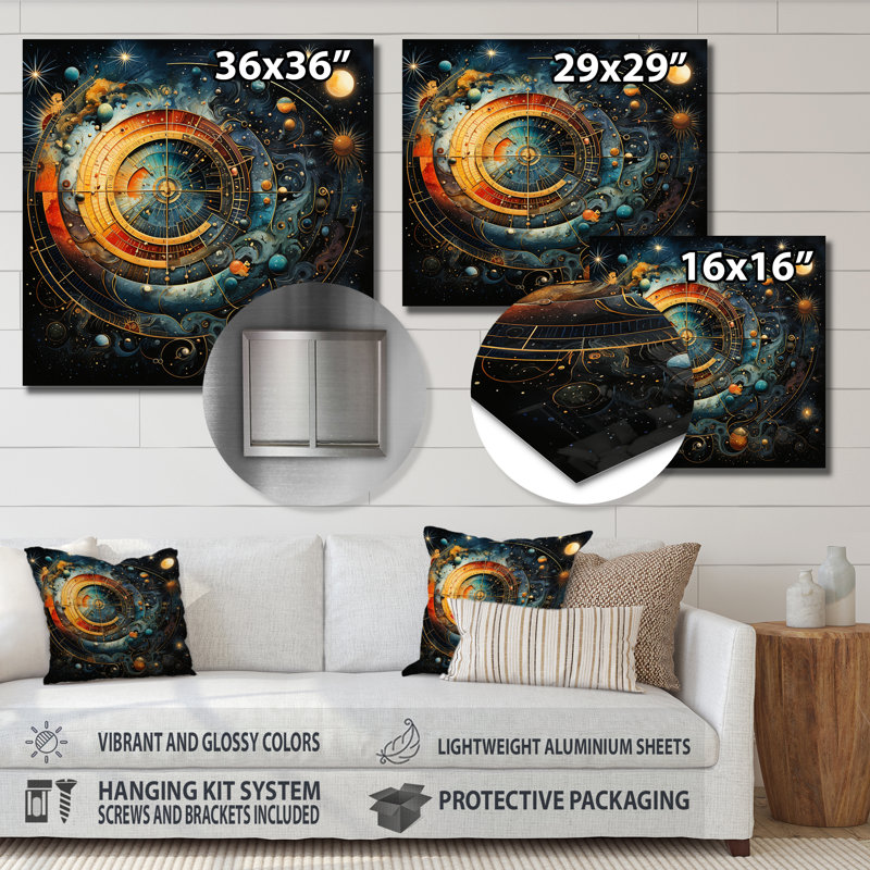 Celestial Astrology Galaxy Collage IV - Astrology, art mural en métal, H 16 po x l 16 po