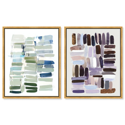 «Shades of Serenity Diptych», ensemble de décorations murales abstraites imprimées en acrylique par Art Remedy, cadre doré, 24 x 30