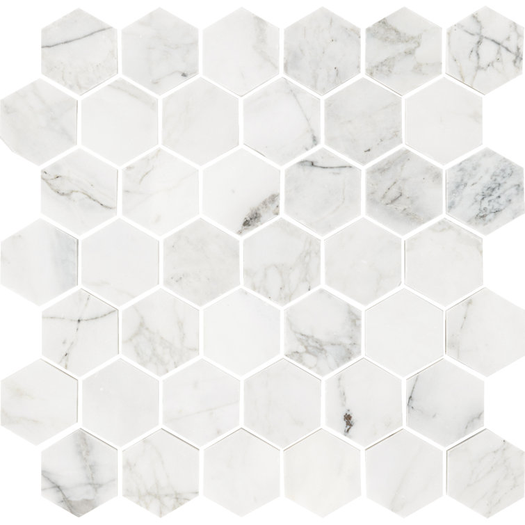 Daltile Natural Stone Marble Venetian Calacatta 2" Hexagon Mosaic