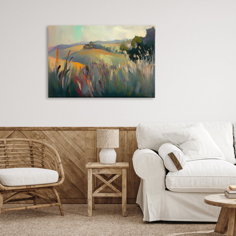 Toile Tranquil Plains Landscape, design par Elara Yasna, H 20 po x l 30 po