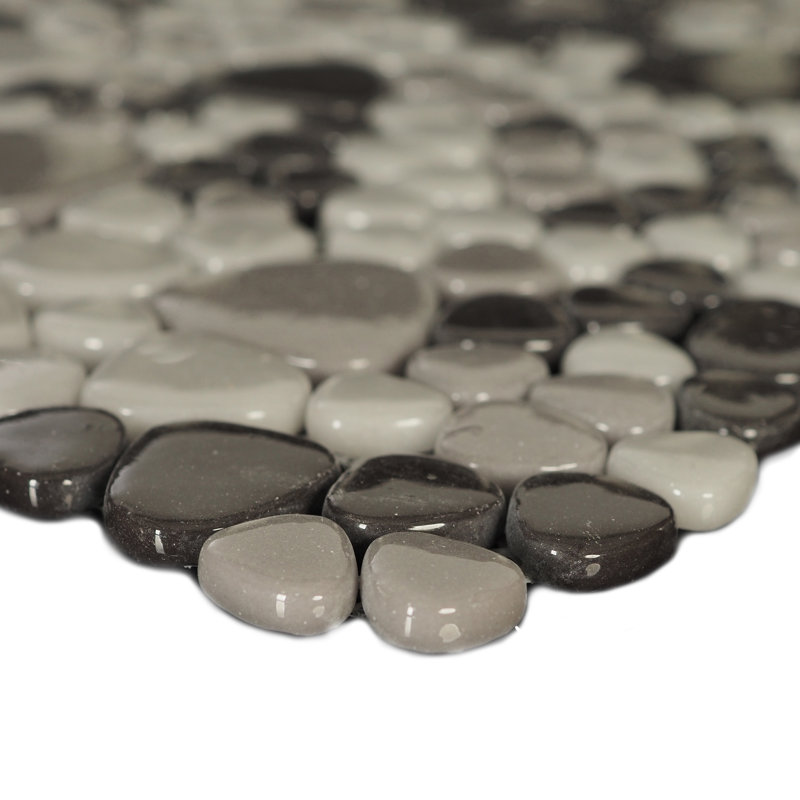 Glass Tile Love 12x12 Pebble Mosaic 10.76 sqft/case, Ideal for Kitchen Backsplash Bathroom Pool Tile, Gray/White