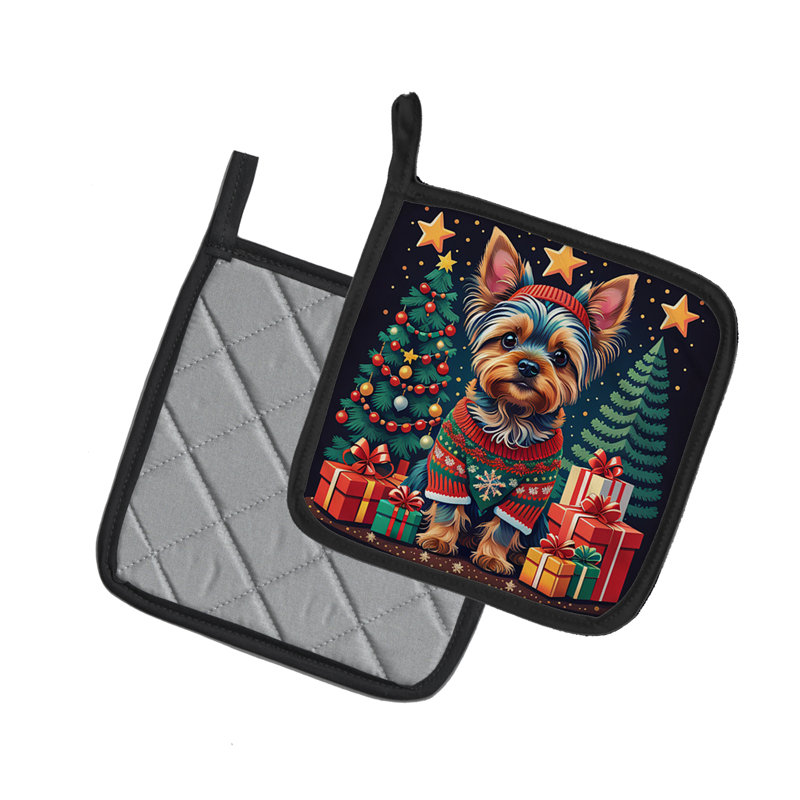 Yorkie Yorkshire Terrier paire de porte-casseroles de Noël