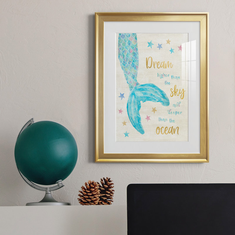 Mermaid Dream - Peinture encadrée, Or, H 18,5 po x l 24,5 po x P 1,5 po