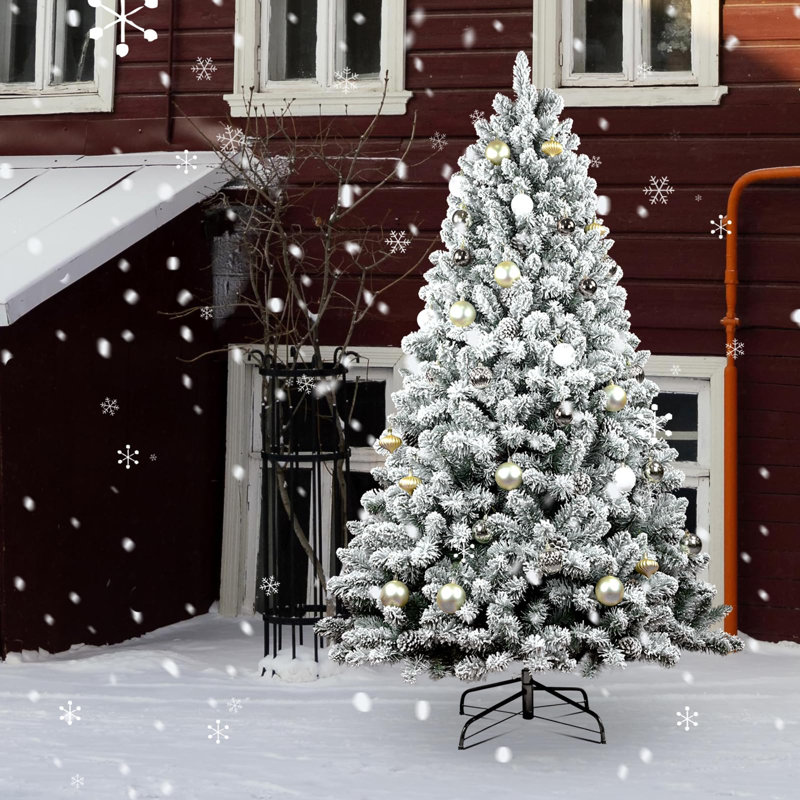 Arbre de Noël artificiel enneigé, H 7 pi