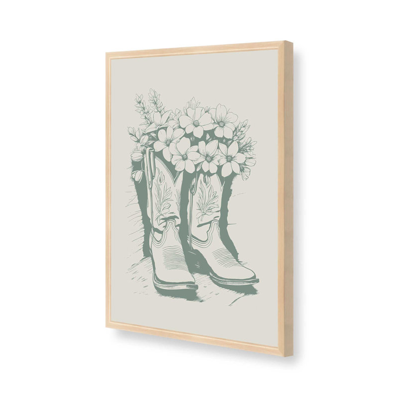 Bottes de cowboy vertes en fleurs, H 37 po x l 25 po, Érable brut