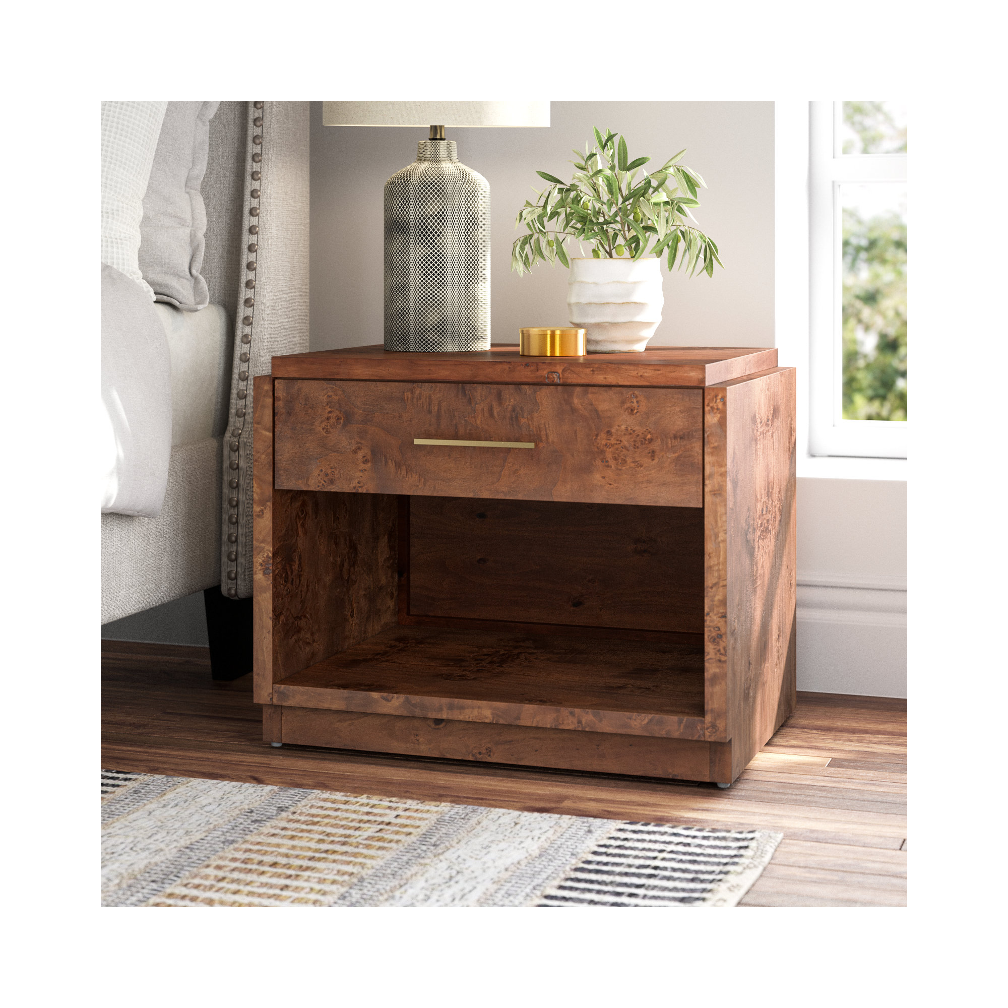 Kingston 1 - Drawer 28" Nightstand, Dark Burl