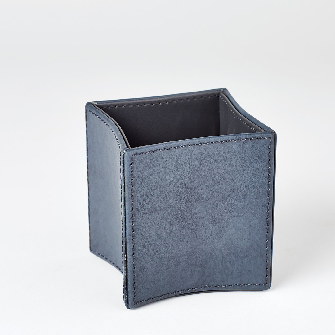 Folded Leather Pencil Cup-Blue Wash Global Views