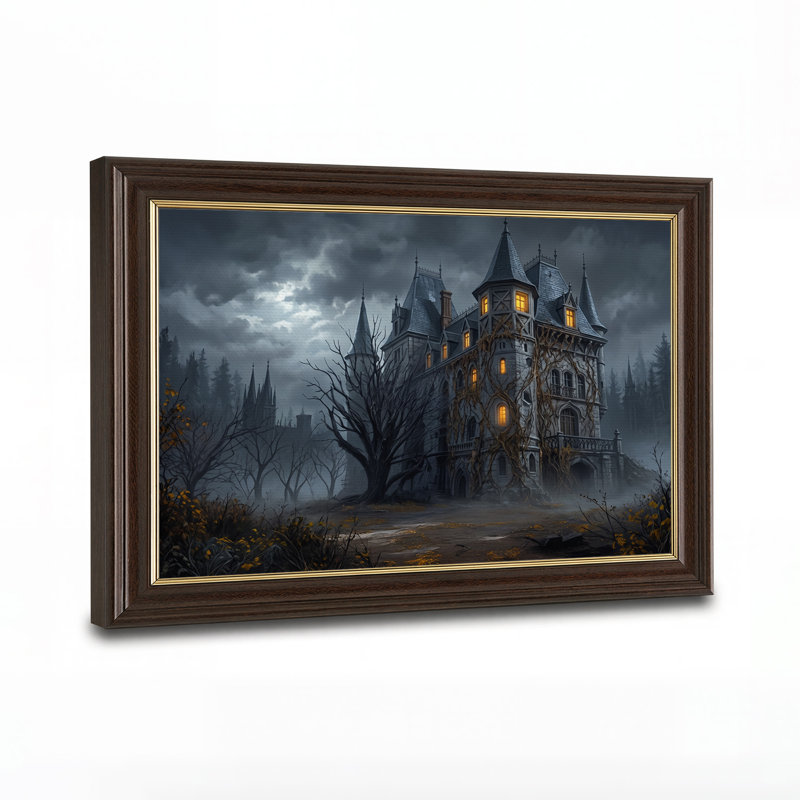 Art mural sur toile, "Château gothique couvert de vignes", H 16 po x l 24 po