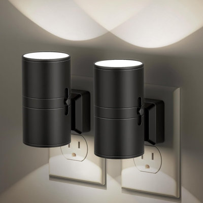 Bright Night Light 2 Pack Modern Plug In Wall Lights 5000K Daylight White 0-100LM Dimmable With Light Sensor For Hallway Bathroom Kitchen