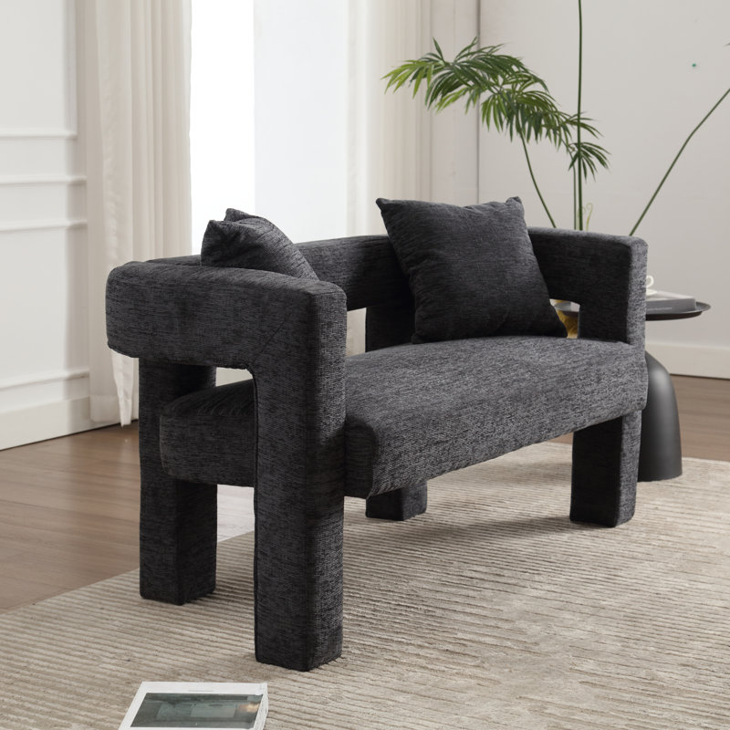 Ciyah Modern Loveseat Sofa, Carbon Black