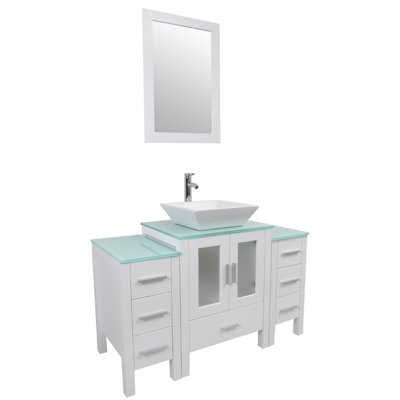 48'' Free Standing Single Bathroom Vanity with Glass Top -  Latitude Run®, 7452BF05B3524CAAB11BC93F457E0CE8
