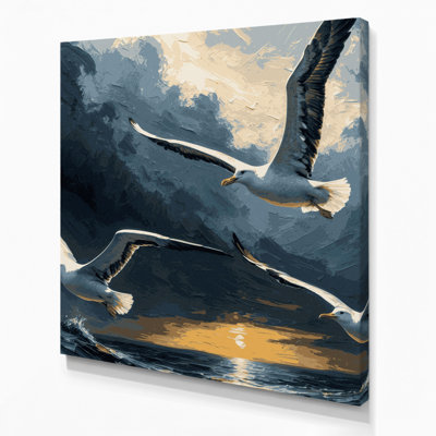 «Nautical Seabirds», art mural sur toile bleue