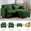 Causeuse en chenille, capitonnée, modulaire, 2 pièces, causeuse avec repose-pieds mobile, vert, coussins en mousse à haute résilience-1746412951-1746412955
