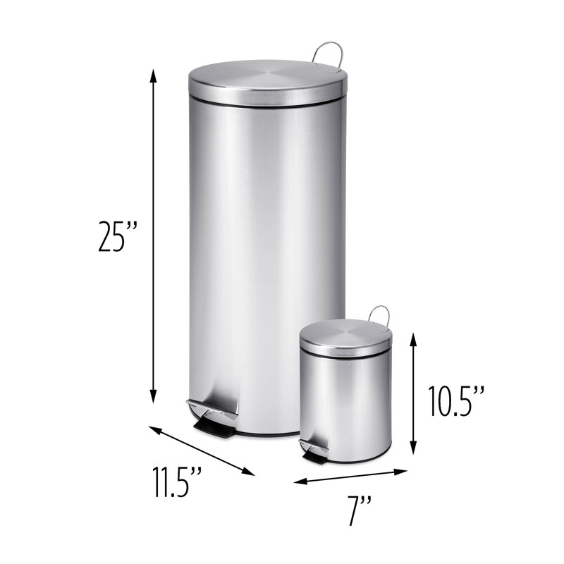Ensemble de 2 poubelles en acier inoxydable en acier inoxydable