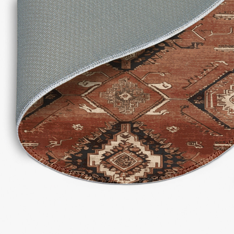 Tapis d'intérieur et d'extérieur brun Persian, Rond 5 pi