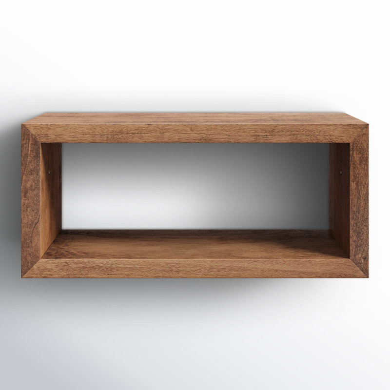 Robin Rectangle Solid Wood Floating Shelf, Rustic Brown, 8" H x 18" W x 8" D