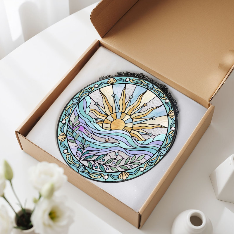 Panneau de vitrail Sun Wave - 7,8 heures, H 7,8 po