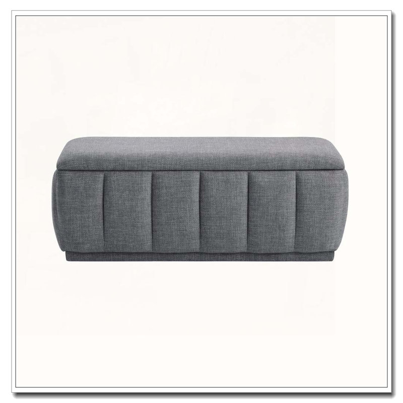 Banc de rangement en velours côtelé Corduroy, Gris