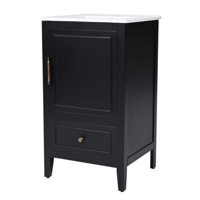 Meuble-lavabo moderne de 20 pouces avec lavabo, armoire, tiroir et patins réglables pour un rangement efficace et une conception élégante