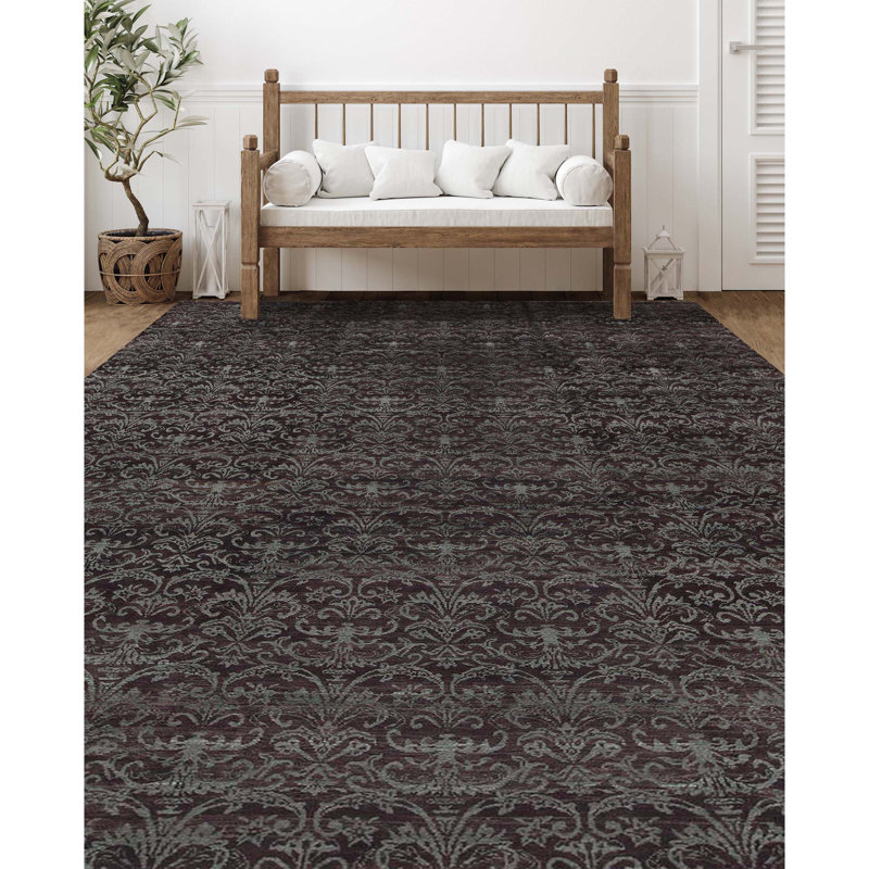 Wool Damask Area Rug