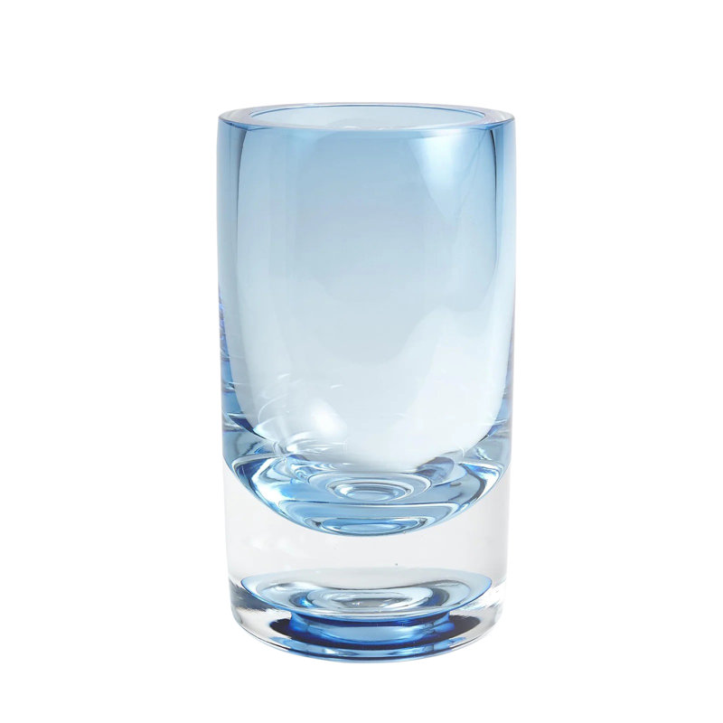 Thick Cylinder Vase-Powder Blue/Light Blue, 12.5" H x 7" W x 7" D