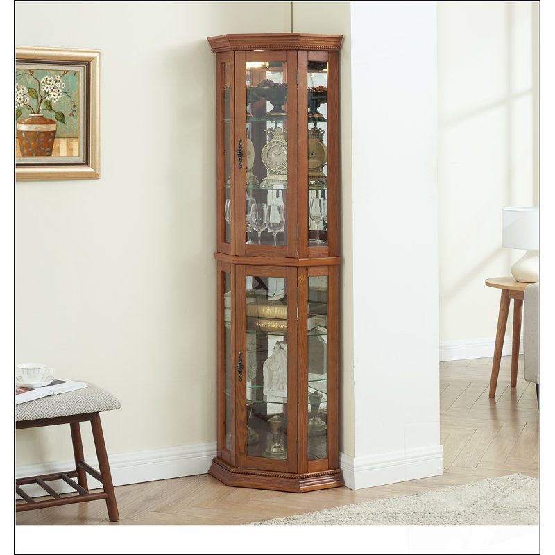 Vitrine rétro à DEL avec tablettes réglables, parfaite pour mettre en valeur des objets de collection et rehausser la décoration intérieure.