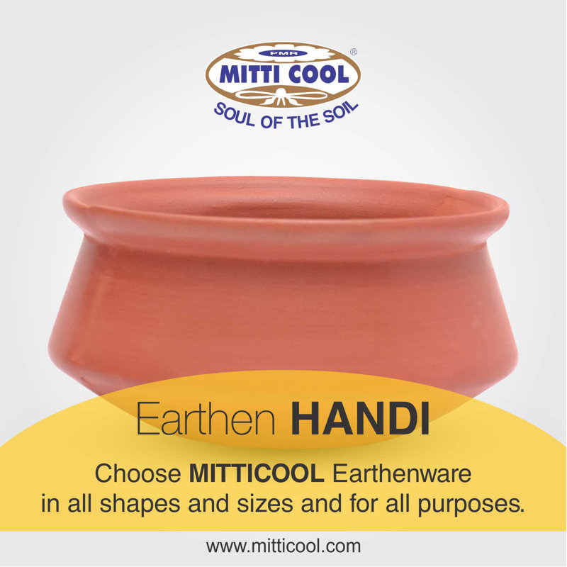 Mitti Cool Handi Terracotta Standard Pot, 18 cm