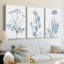 Antique Botanical in Blue IV - Toile tendue avec châssis sur mesure - 3 pièces-1496821570