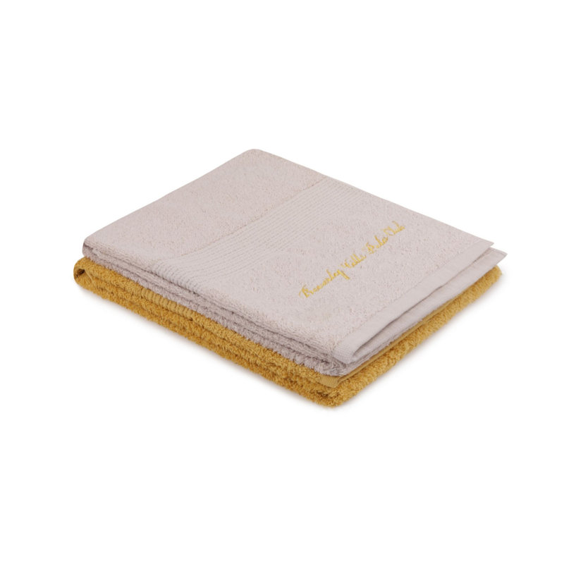 Ensemble de serviettes 2 pièces 100% coton Balais, Moutarde / beige