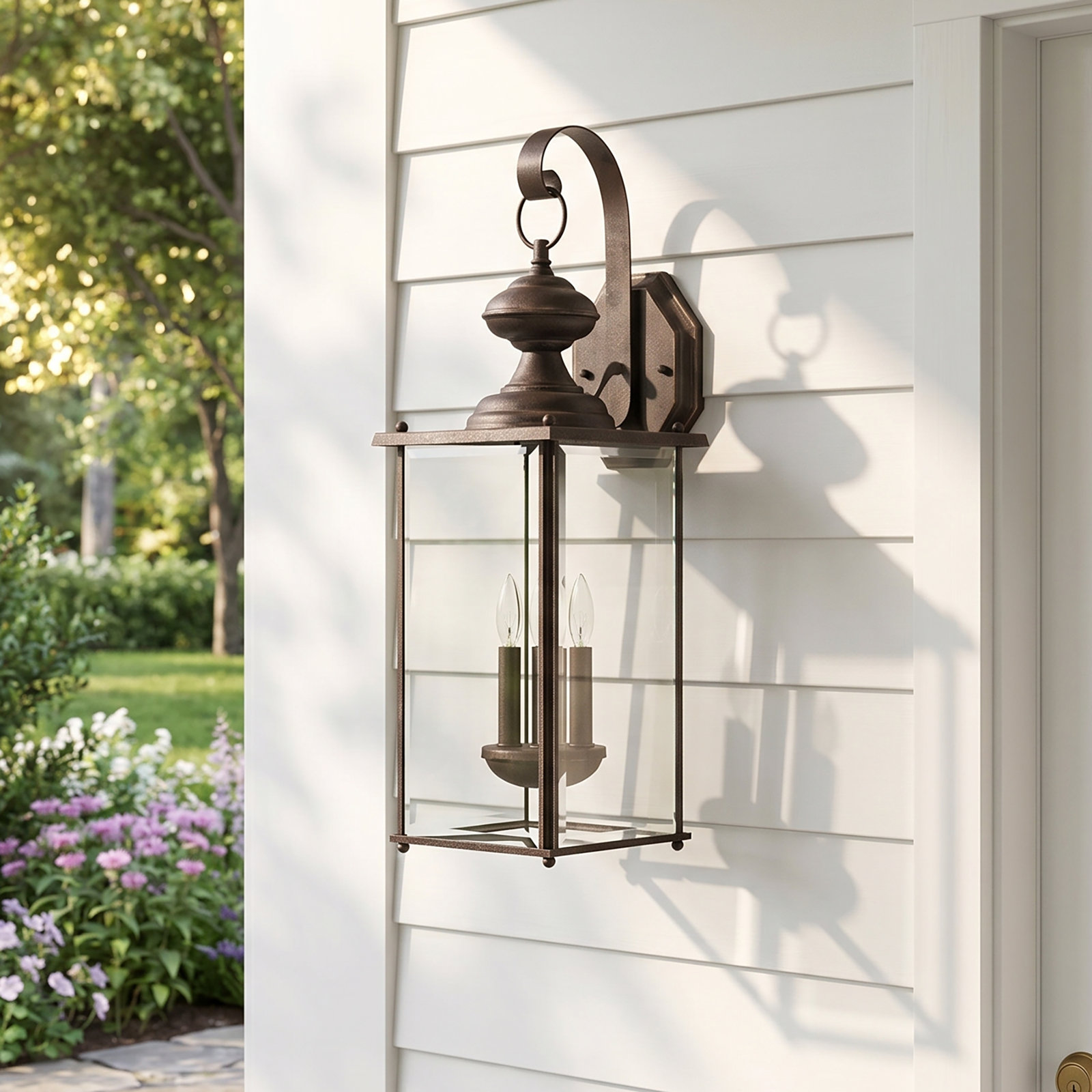 Tiernan 2 Light Outdoor Wall Light, Antique Bronze, No