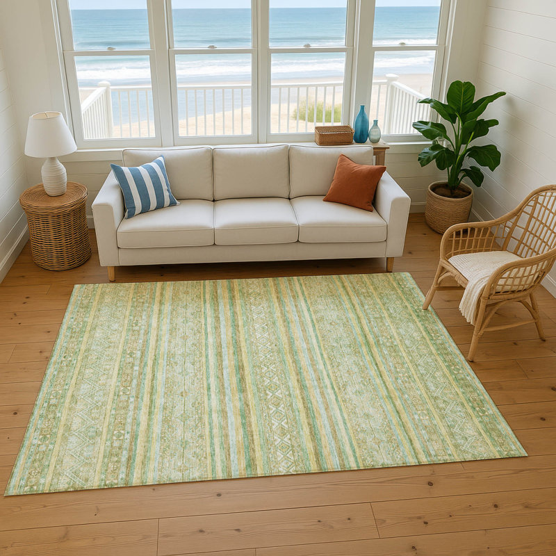 Premium Machine Washable Baford AMF1653 Stripes Rug, Rectangle 8' x 10'