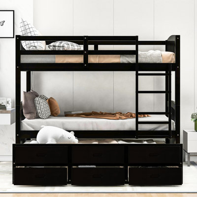Lit simple superposé au-dessus d'un lit gigogne avec finition - Matériaux de construction