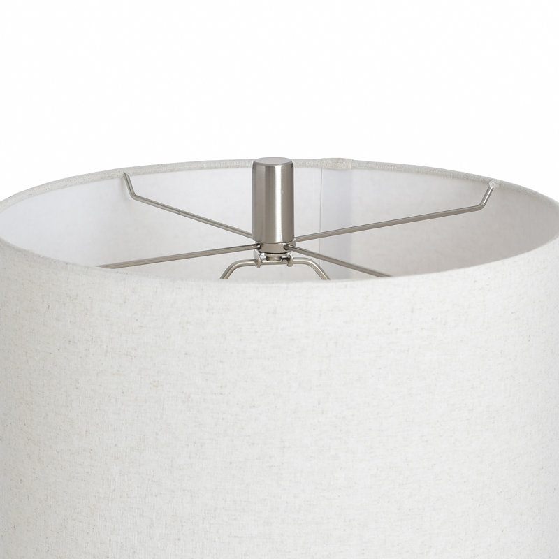 Lampe de table Luke - Argent Chadron - Abat-jour beige, Argent Chadron