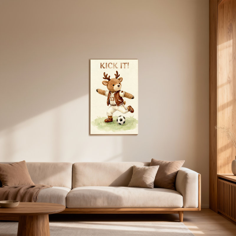 Animaux, cerf, joueur de football, impression sur toile, H 18 po x l 12 po