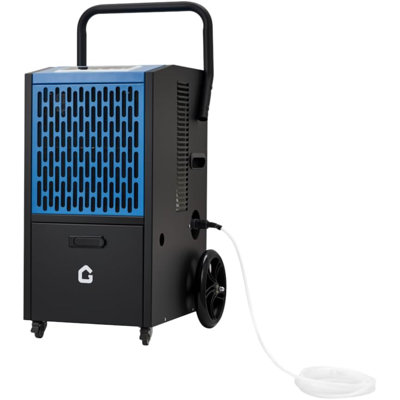 Déshumidificateur commercial de 105 pintes pour le sous-sol, grand déshumidificateur avec tuyau d'évacuation, minuterie et 4 roues, idéal pour la réparation des inondations, le séchage du sous-sol, de l'entrepôt et de l'usine, 110 V / 60 Hz / 520 W