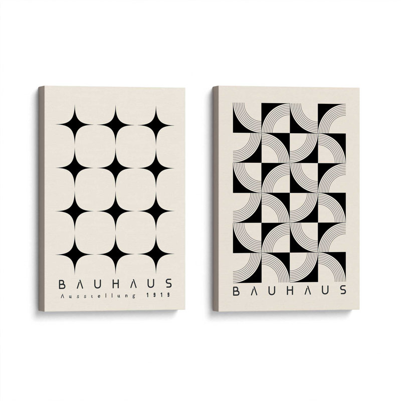 Ensemble de 2 impressions sur toile à motifs Bauhaus, Toile tendue, Does Not Apply, H 18 po x l 24 po x P 1,75 po