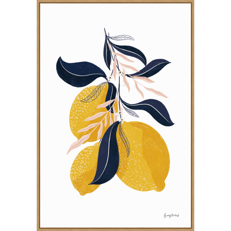 "Lemons I" par Becky Thorns - peinture sur toile à cadre flottant