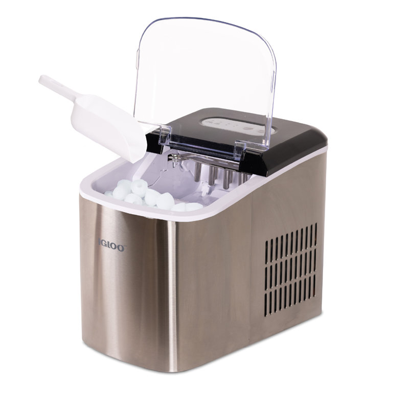 Igloo Automatic Self-Cleaning 26-Pound Countertop Ice Maker, Large or Small Cubes, Scoop Included, Stainless Steel