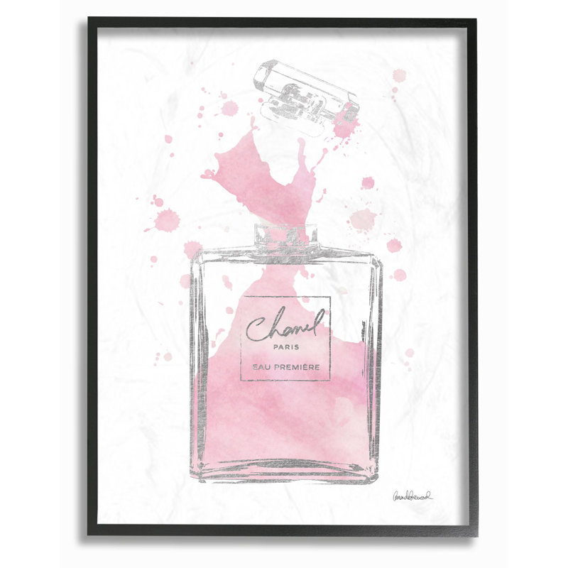 «Fashion Designer Pink Silver Perfume», impression, H 20 po x l 16 po, Cadre noir