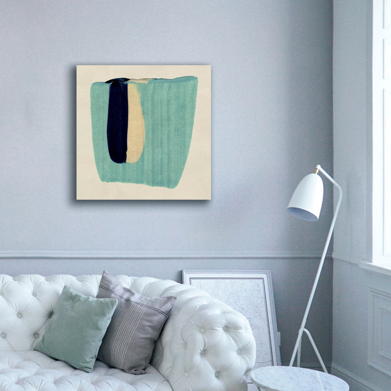  «Teal Swipe 2» par Emma Caroline, art mural sur toile, 37 po x 37 po