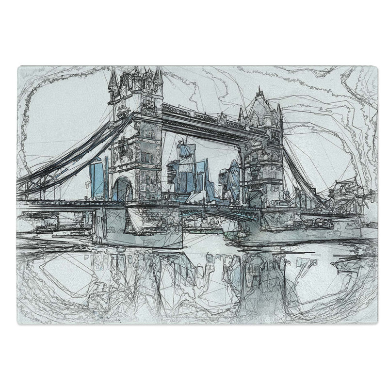 Glass London Bridge in Abstract Chopping Board, 39 cm W x 28.5 cm L
