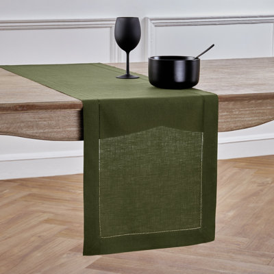 100% Pure Linen Hemstitch Table Runner