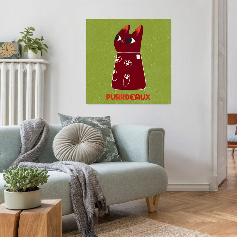 Art contemporain rétro, art de chat, H 32 po x l 32 po