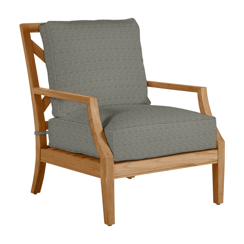 Haley Teak Patio Chair with Cushions, Natural Teak, No welt + Standard fill, Intermix Bark