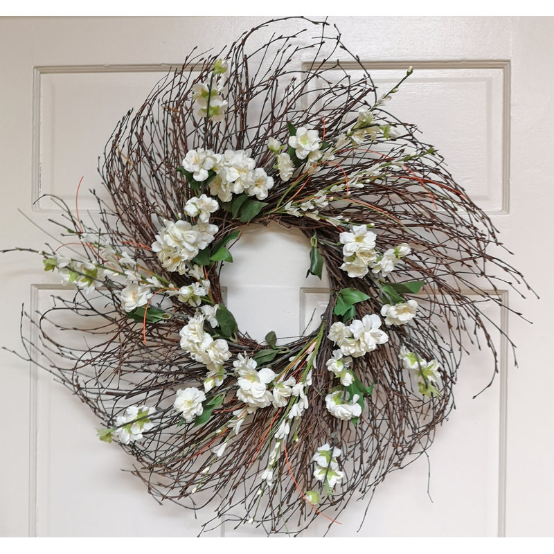 Couronne en soie 25 po Blossom, Blanc